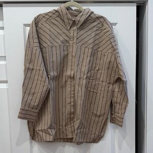 Pilcro Beige and Red Striped Shirt